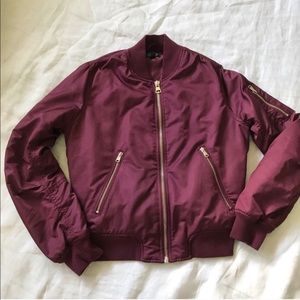 TOPSHOP Burgundy Bomber Jacket